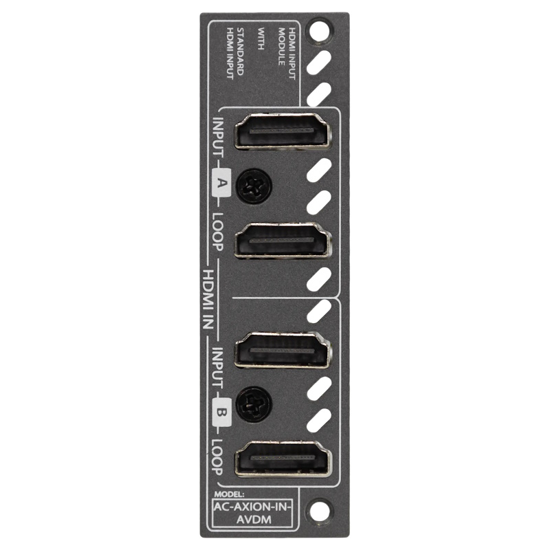 AVPro Edge AC-AXION-IN-AVDM Dual 18Gbps HDMI input ports with 8+ channel audio downmixing and dual HDMI loop out ports