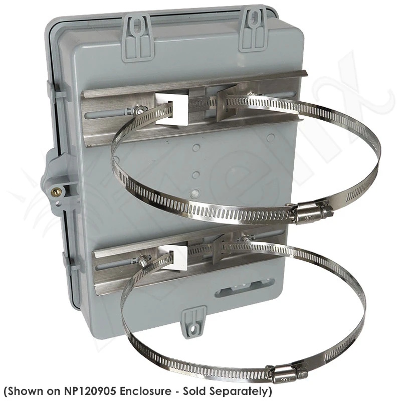Stainless Steel Universal Pole Mount Kit with Adjustable Bands for Enclosures 4 to 8 Inches Wide
